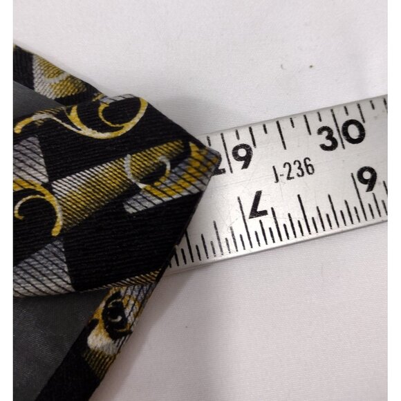Manzoni Mens Necktie Silk Black Gray Gold Tie Handmade in Italy - Picture 8 of 8